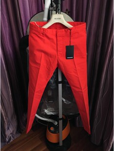Dsquared2 男士 橘红色春夏全棉修身小脚卷边九分休闲裤 现货