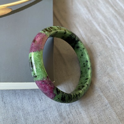 天然红绿宝石手镯老矿无优化一物一图圈口60