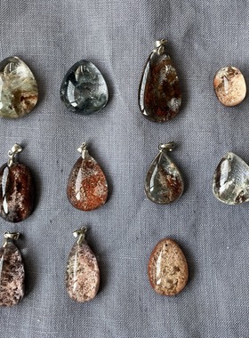 天然红幽灵吊坠原石绿幽水晶挂件四季幽灵千层山聚宝盆饰品礼物