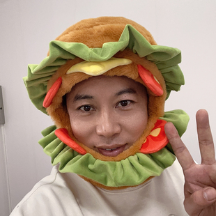 搞怪可爱卡通汉堡帽子冬季保暖帽Cosplay表演舞台帽便装拍照神器