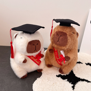 卡皮巴拉毕业水豚学士服定制玩偶硕士博士帽毕业季纪念礼物公仔