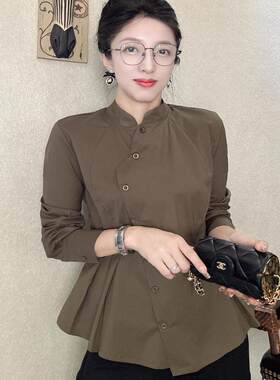 长袖衬衫修身通勤开衫
