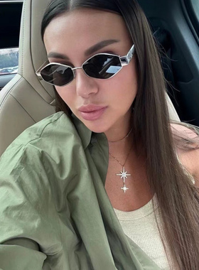 高级金属复古多边菱形墨镜