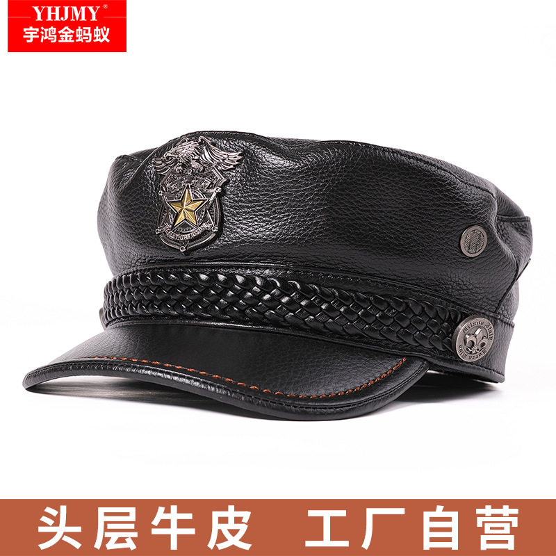 韩版真皮哈雷机车帽44