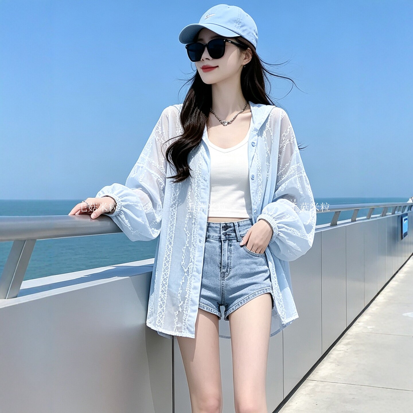 中长款连帽宽松防晒衣衬衫图片
