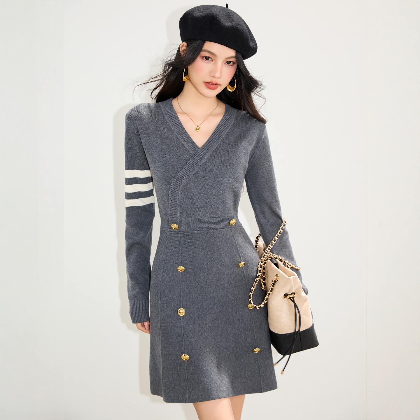 学院风显瘦针织连衣裙