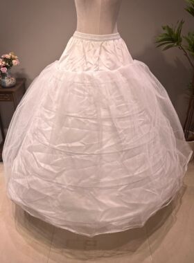 新娘5钢双层网纱超大蓬蓬钢圈婚纱裙撑公主齐地拖尾有骨松紧暴力