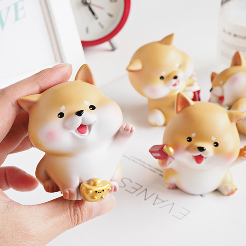 网红可爱招财小柴犬摆件卡通树脂车内装饰车载公仔烘焙蛋糕装饰品,家居饰品,装饰摆件,淘宝优惠券,粉丝福利购,淘宝优惠卷