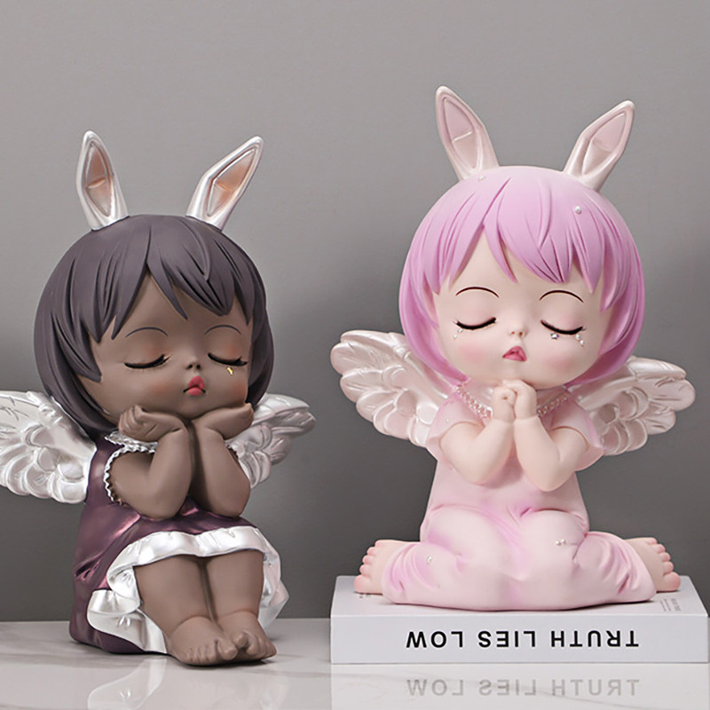 新品安妮天使少女心玄关桌面摆件家居饰品结婚礼物超大号存钱罐