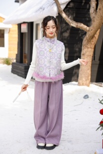 女童2026新款儿童洋气女孩汉服唐装秋冬装马甲毛衣裤子三件套装