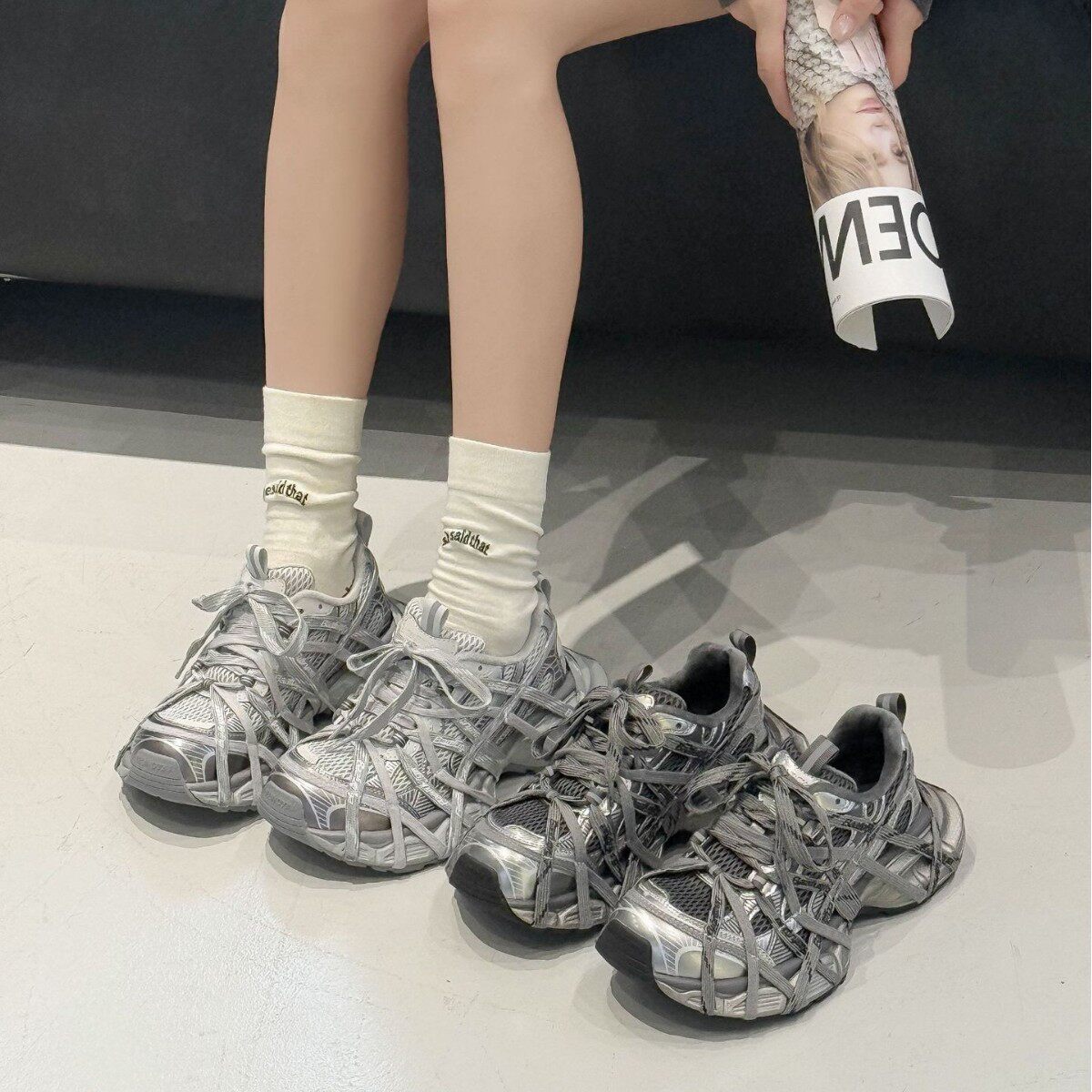 【棉里】欧洲风老爹鞋女款2025秋冬季新款厚底增高休闲运动鞋百搭