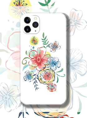 原创手绘可爱唯美鲜花适用于苹果13荣60P50荣耀60三星S21手机壳
