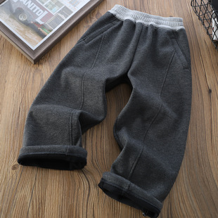 裤 2025冬季 中大童两穿卫裤 男童女童一体绒弯刀裤 脚可调节休闲 新款