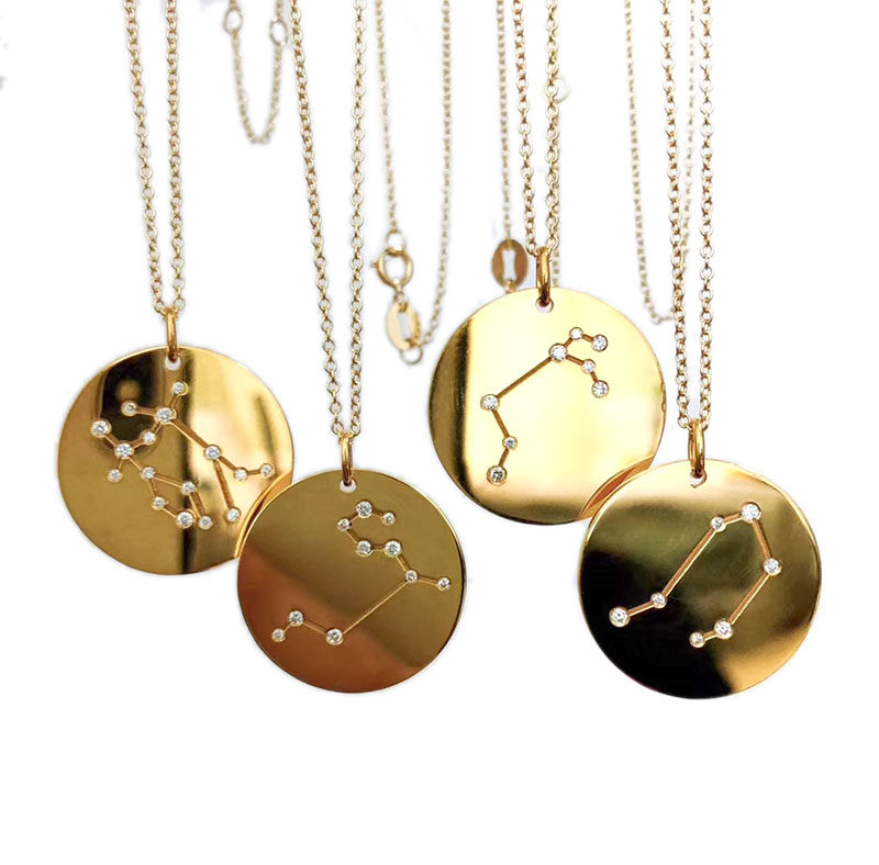 18k设计款金钻石项链吊坠