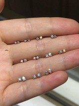 18K real gold real diamond small Earbone nail 1:2:3:5:8:10 four claw diamond earrings for men and women