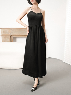 怀旧臻选 高定压绉醋酸缎感吊带抹胸防滑bra礼服连衣裙特 伦敦秀款