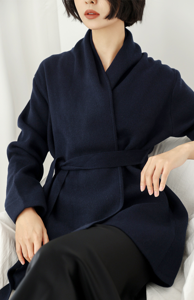 女神私服重磅山羊绒保暖束带大衣