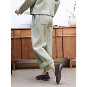 羊毛棉混纺老钱风松紧腰卷边慵懒文艺宽松奶奶裤 KAKA 巴黎秀款 女