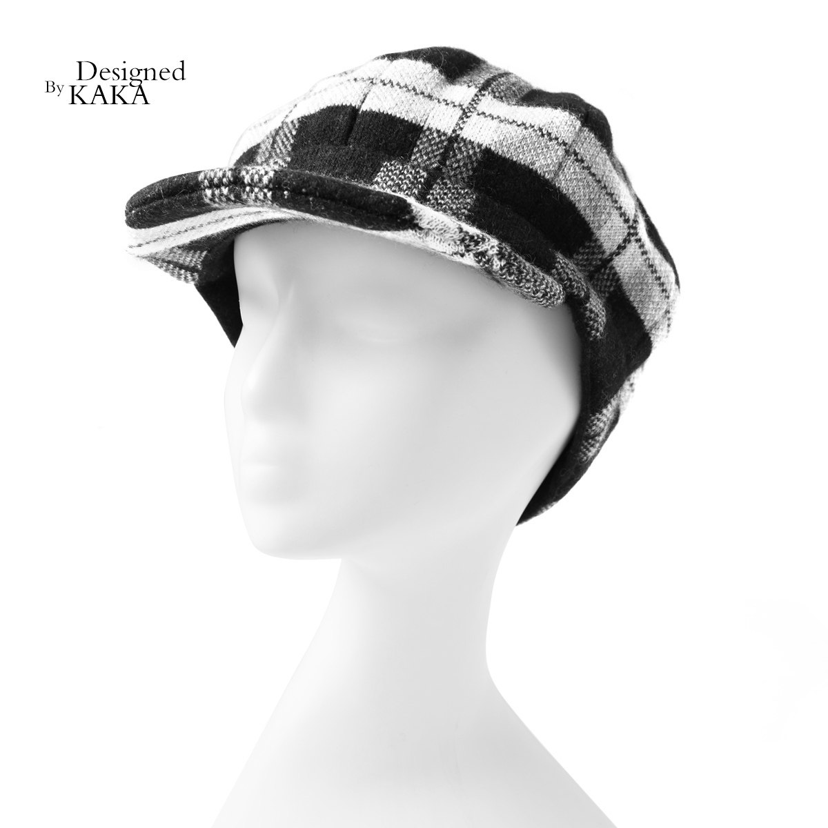 英伦复古文艺短檐帽~山羊绒针织秋冬保暖 苏格兰格纹画家帽kaka特
