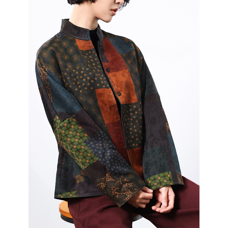 真丝福纳百家新中式棉衣驼绒填充