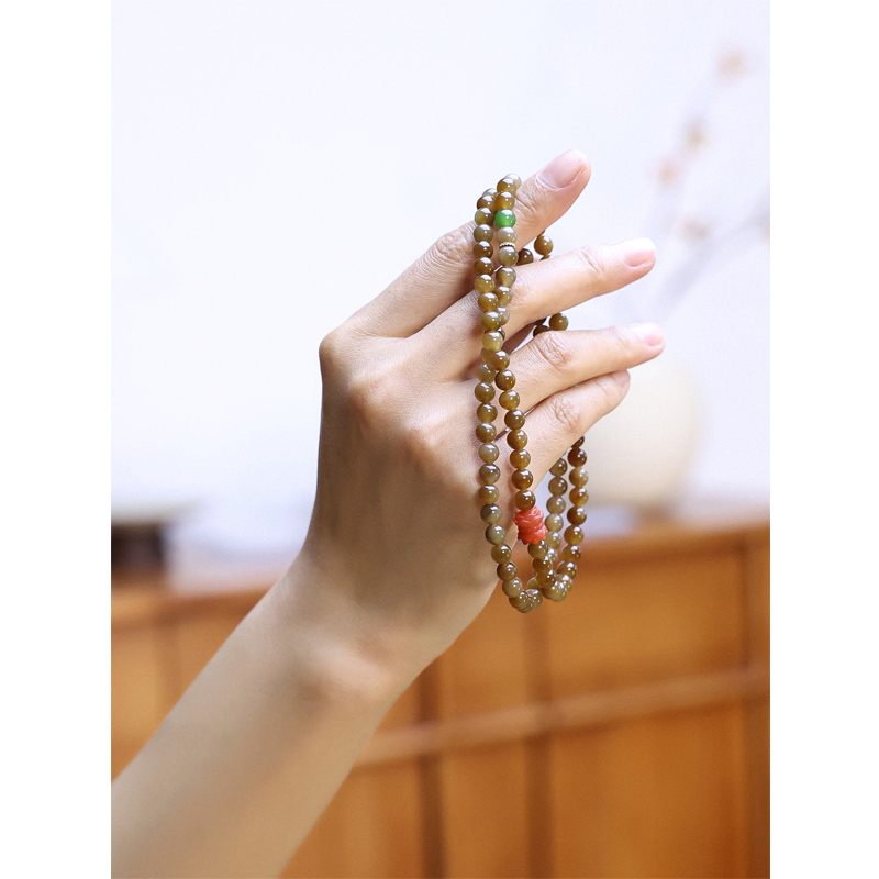 和田玉且末糖玉18K金手串项链女