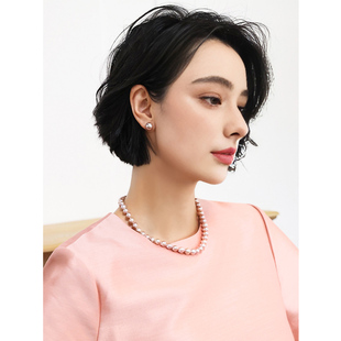 KAKA 法国客订小奢爱迪生王妃粉紫11咪+原质珍珠18k金针堵耳钉特