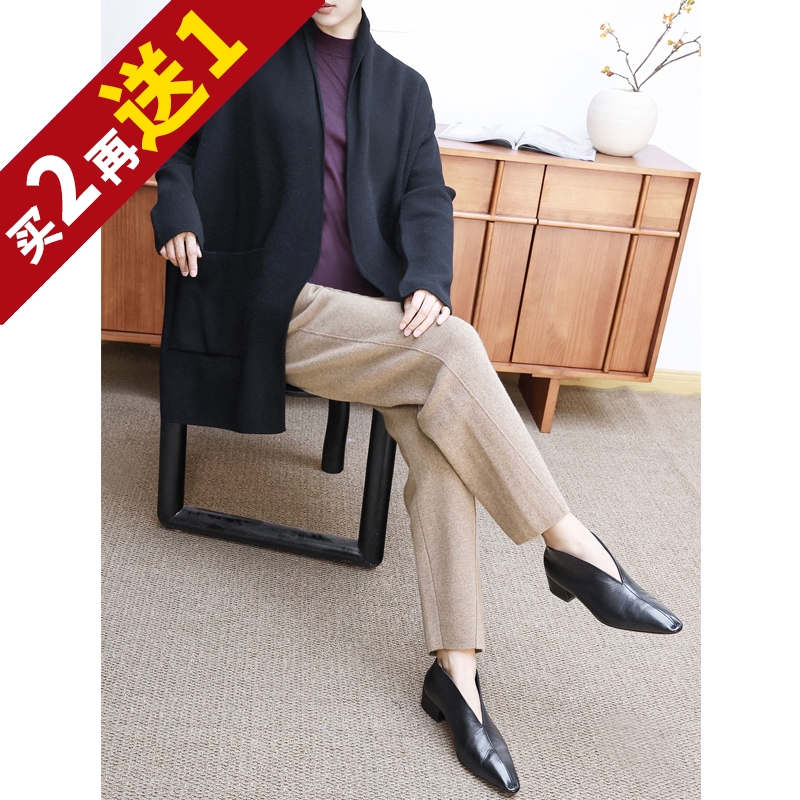 重磅山羊绒双层领口系带中长大衣