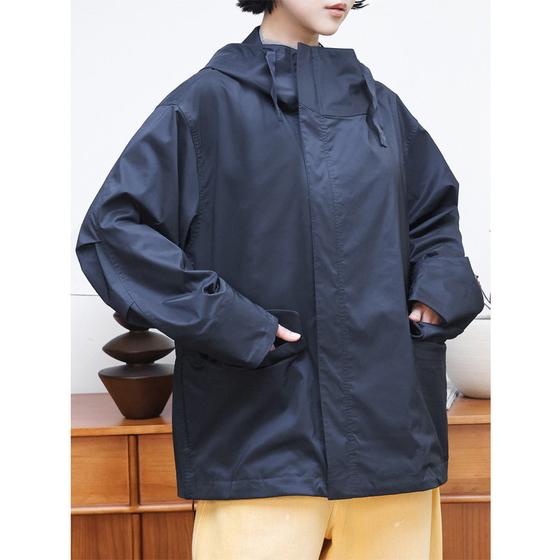 KAKA英国客单款连帽拉链双层袖口男女中性款户外防风风衣夹克外套