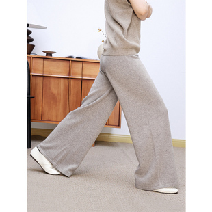 女 精梳阿拉善白山羊绒百搭名媛保暖针织宽松阔腿裤 KAKA 巴黎秀款
