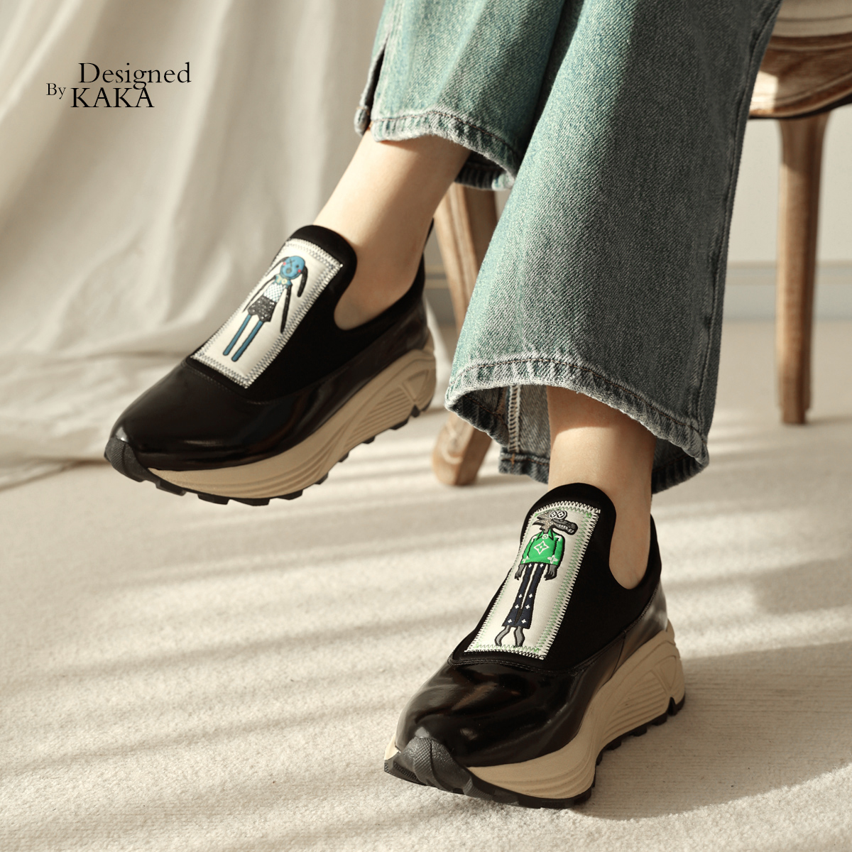 伦敦限定款胎牛皮精灵厚底老爹鞋