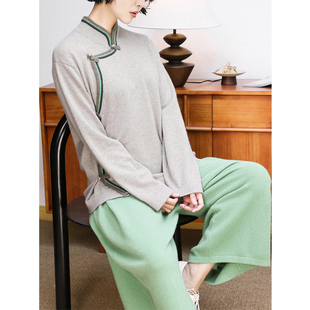 三衍立领如意盘扣贵女羊绒衫 KAKA 巴黎走秀精梳纯山羊绒尖新中式