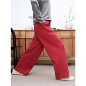 KAKA法单高定款 精梳棉质抽绳松紧腰纽扣时髦百搭休闲宽松阔腿卫裤