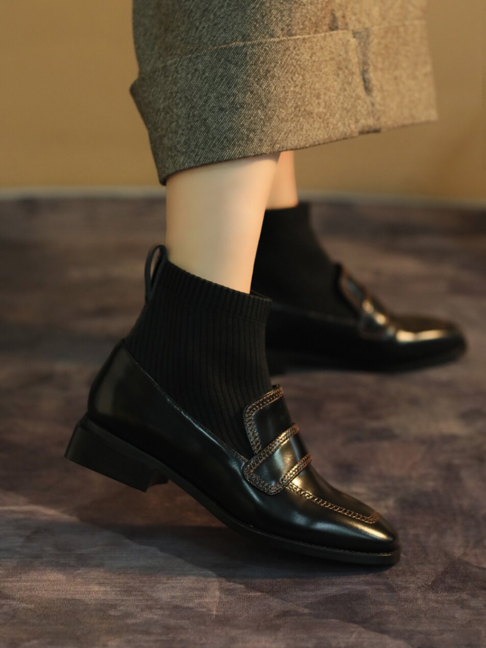 OXFORD ACADEMIC  LONDON CABINET OPEN-EDGE BEADED COWHIDE MINGYAN MULLER FLY WOVEN LIGHT LUXURY SOCKS BOOTS KAKA SPECIAL