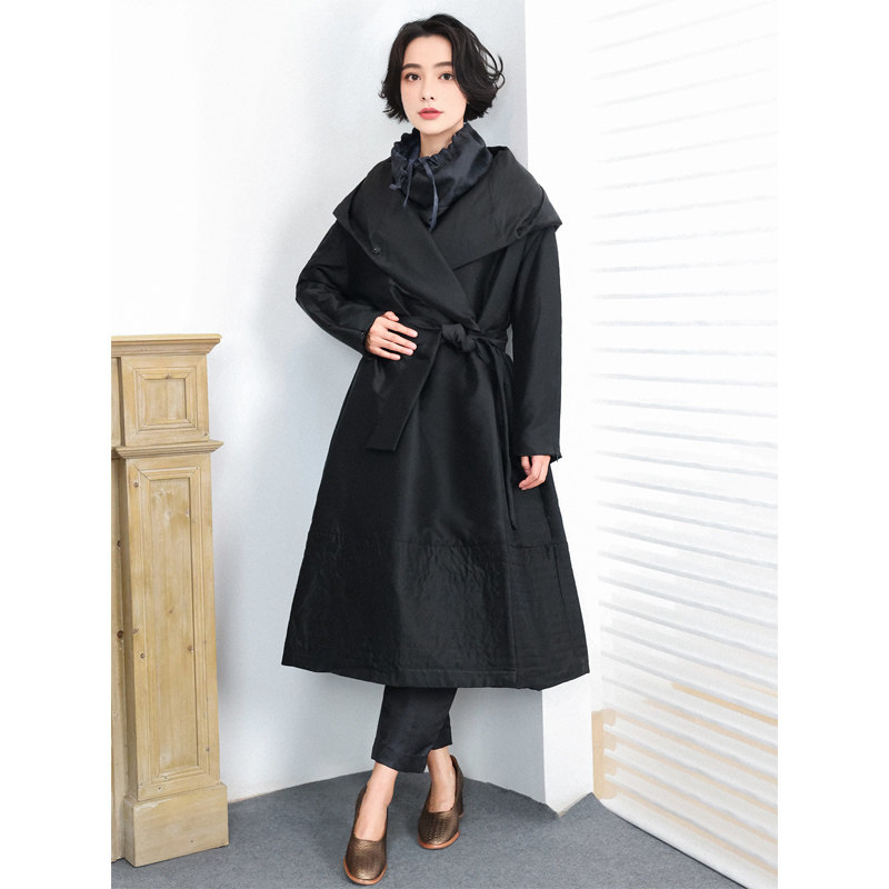伦敦秀连帽复古白鹅绒大衣羽绒服