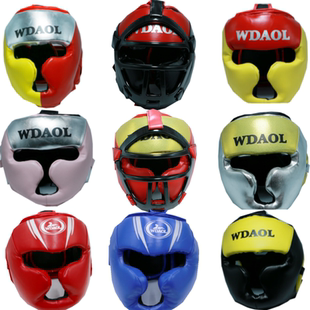 武道龙拳击头盔武术泰拳护头搏击对抗加厚散打护具猴脸面罩头套