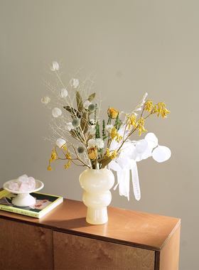 原创春日氛围感干花永生花摆件奶油法式极简天然花果家居装饰ins