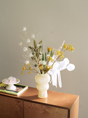 原创春日氛围感干花永生花摆件奶油法式极简天然花果家居装饰ins