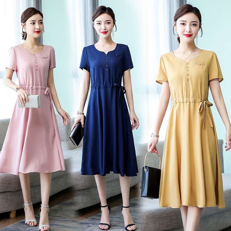 券后49.00元2019新款年轻妈妈装中老年连衣裙