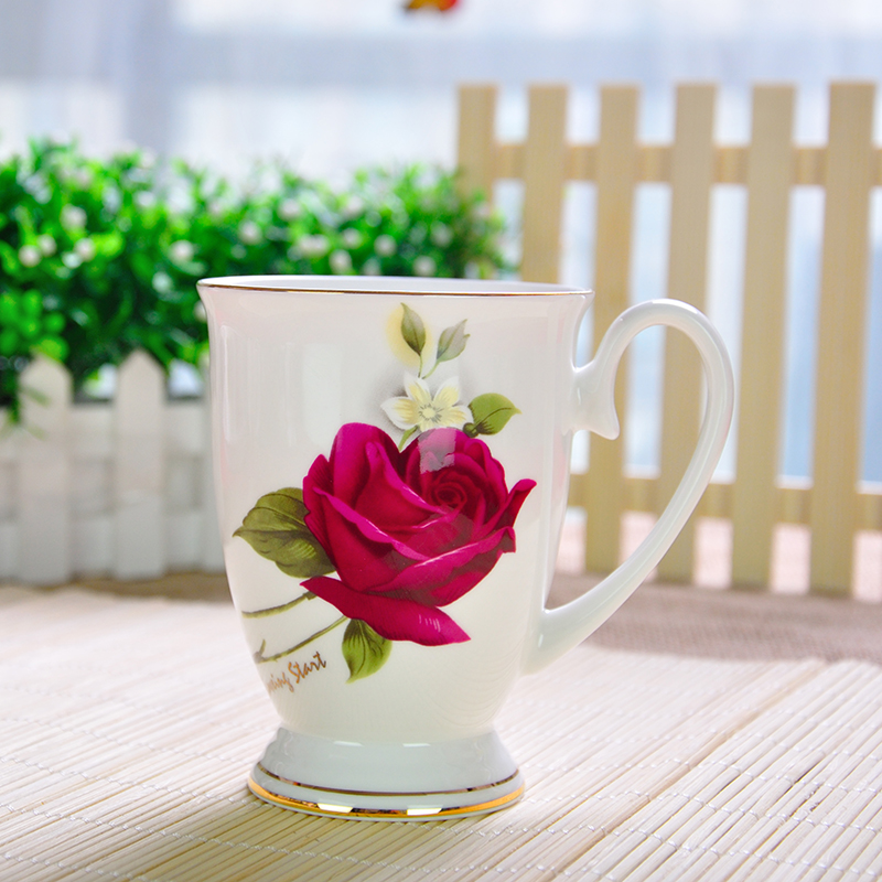 杯子陶瓷创意欧式马克杯带盖大容量骨瓷水杯早餐杯牛奶咖啡杯轻奢