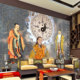 三圣图伏羲装 饰画周文王孔子国学古代名人画像周易八卦太极图壁画