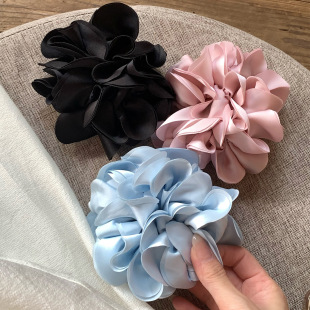 韩国博主同款 森系蓝色花瓣花苞发圈女扎丸子头花花头绳头花发饰