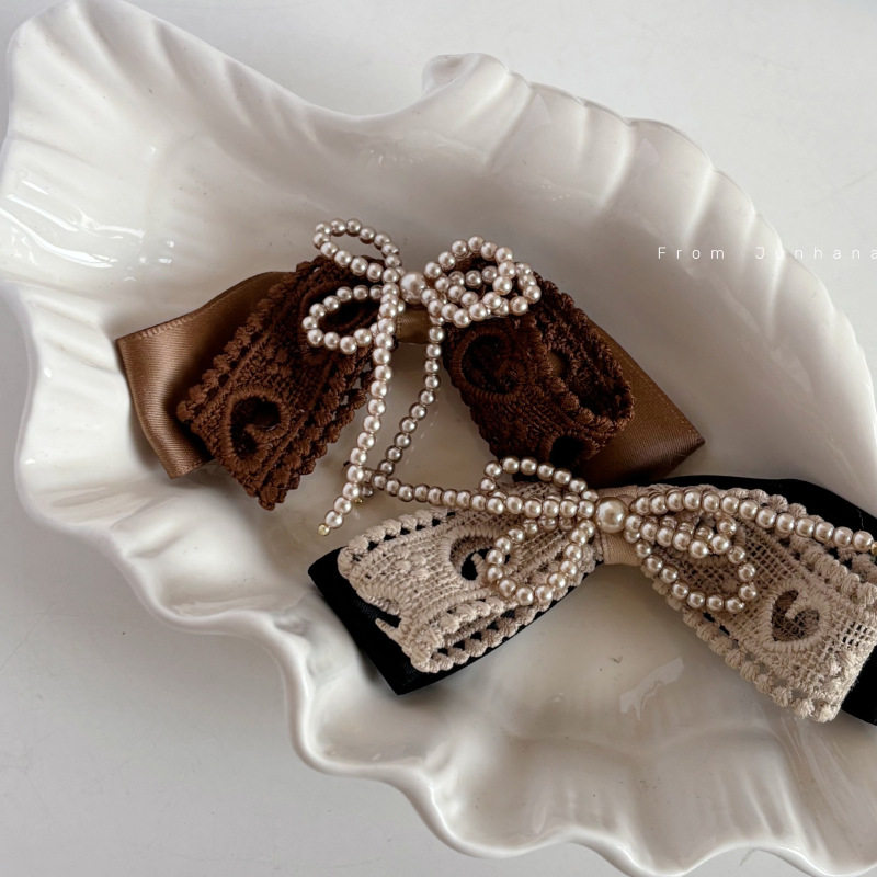 蕾丝珍珠蝴蝶结侧边刘海夹高级感复古发夹边夹前额碎发发饰,饰品/流行首饰/时尚饰品新,发饰,淘宝优惠券,粉丝福利购,淘宝优惠卷