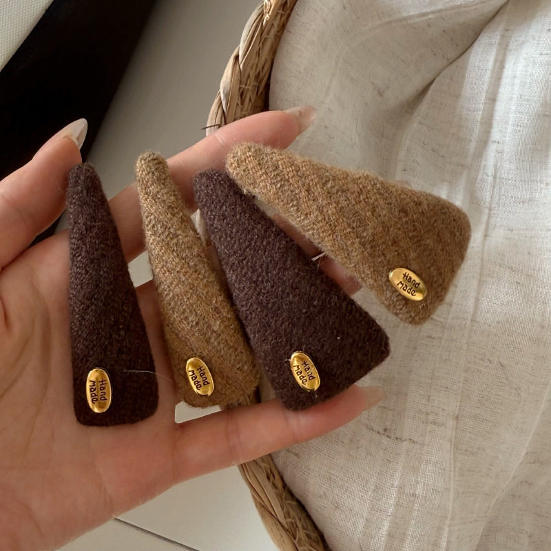 复古咖色毛线金标发夹刘海夹碎发边夹气质百搭侧边发卡子,饰品/流行首饰/时尚饰品新,发饰,淘宝优惠券,粉丝福利购,淘宝优惠卷