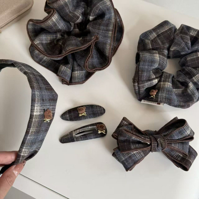 韩系格纹小熊发夹女后脑勺发箍大肠发圈精致香蕉夹高级感发饰女,饰品/流行首饰/时尚饰品新,发饰,淘宝优惠券,粉丝福利购,淘宝优惠卷