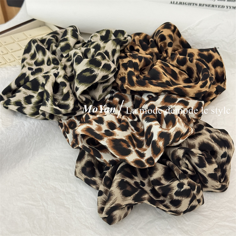 欧美百搭气质豹纹大肠发圈复古优雅发绳2025年新款扎头绳简约头花