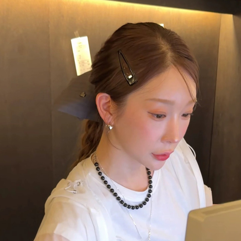 4个装质感滴油黑咖色系成人水滴BB夹大号碎发刘海夹合金发夹边夹