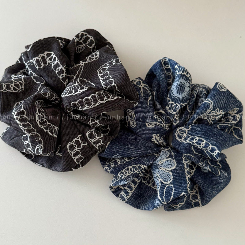 文艺复大号牛仔蓝大肠发圈头绳女高级感新款头花气质皮筋扎头发,饰品/流行首饰/时尚饰品新,发饰,淘宝优惠券,粉丝福利购,淘宝优惠卷