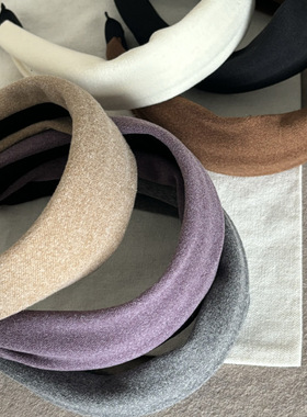 紫色绒面宽边发箍女拍照出片高颅顶洗脸压发头箍发卡百搭发饰