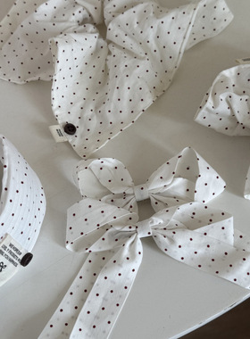 白色波点宽边发夹发箍女高颅顶半扎发大肠发圈低马尾方巾发绳头饰