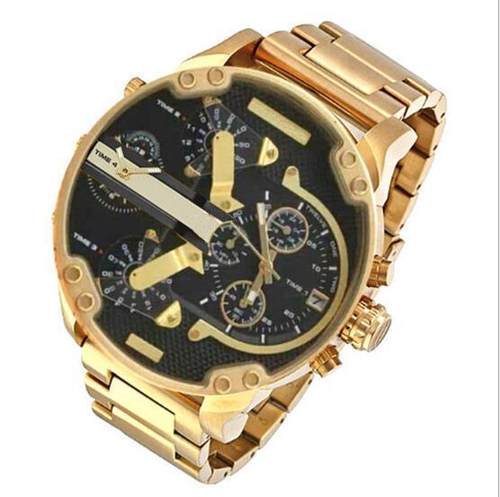 DZ73男士手表 商务双机芯石英手表大表盘潮流手表不锈钢带